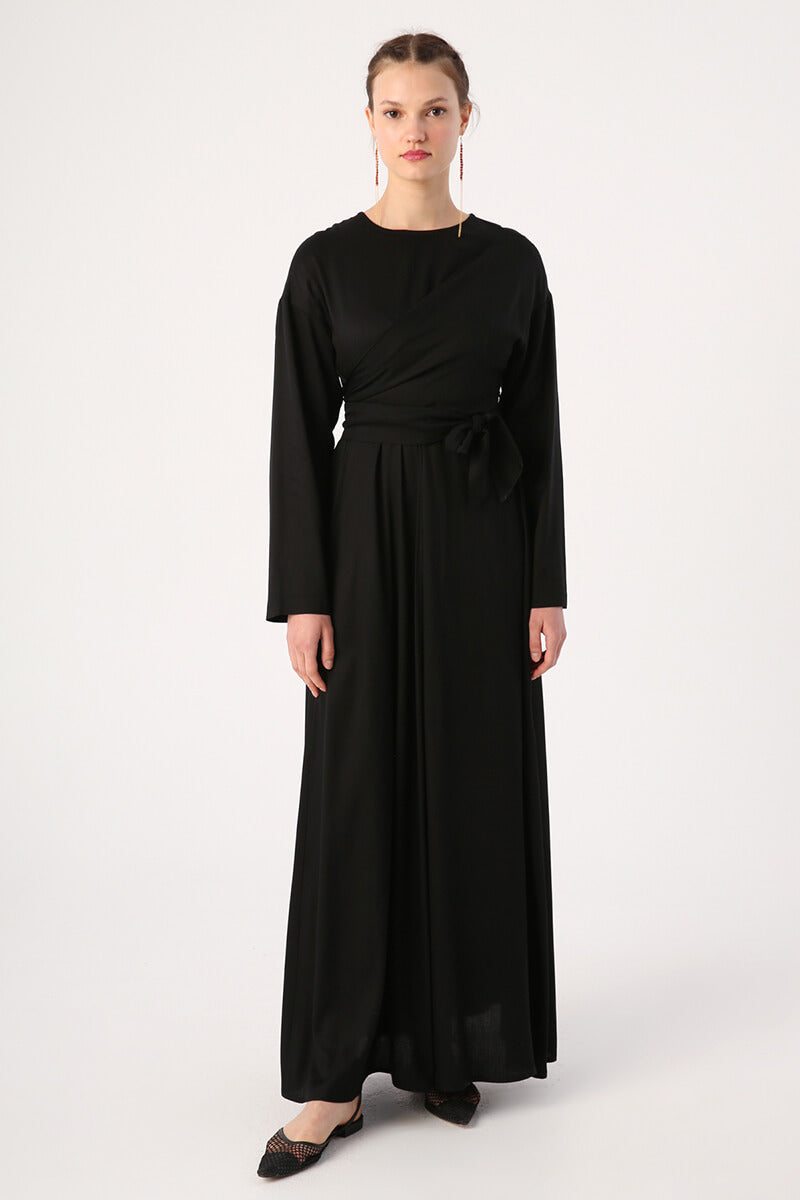 Robe Longue Taille Nouée Noir