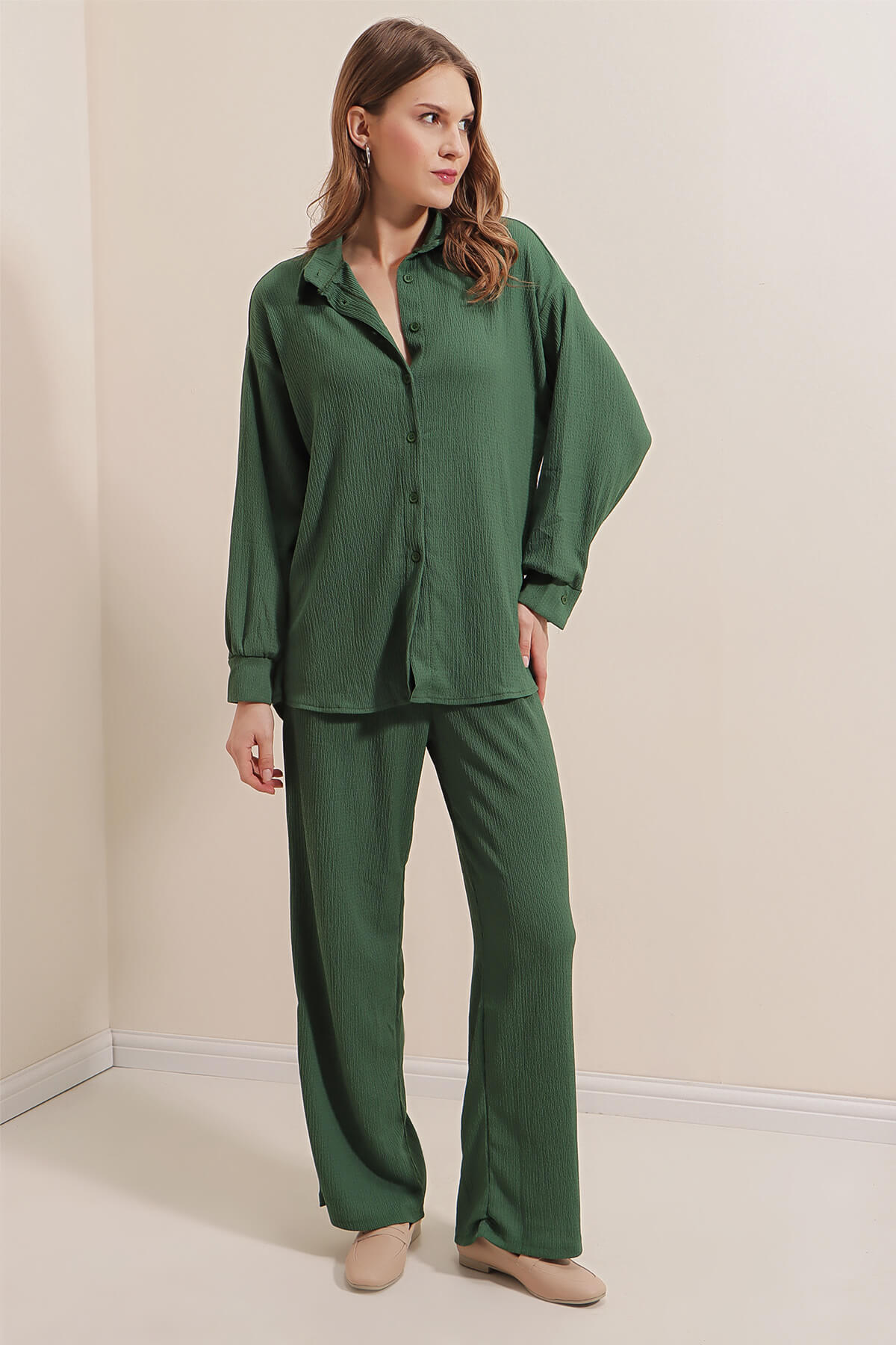 Ensemble pantalon/haut Décontracté Vert Olive