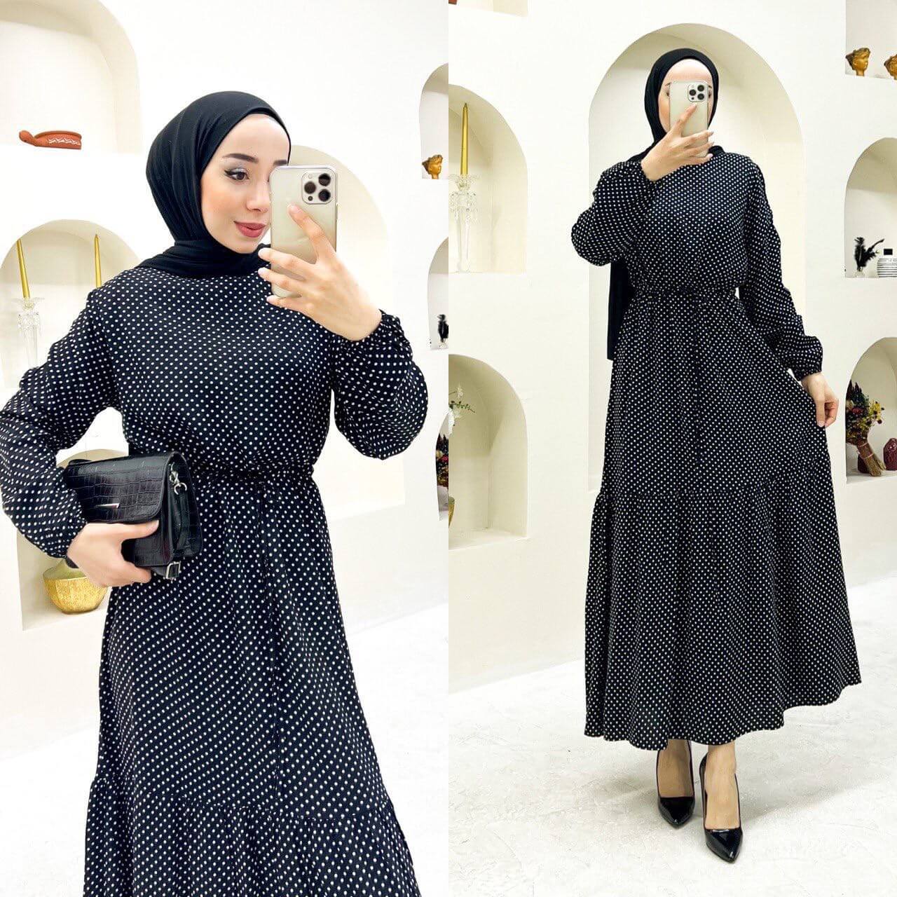 ROBE IMPRIMEE NOIR AVEC CEINTURE