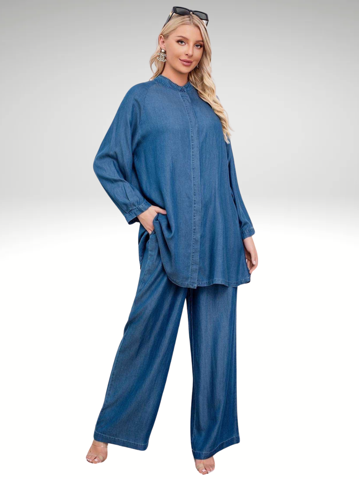 Ensemble Fluide en Jean Bleu brut