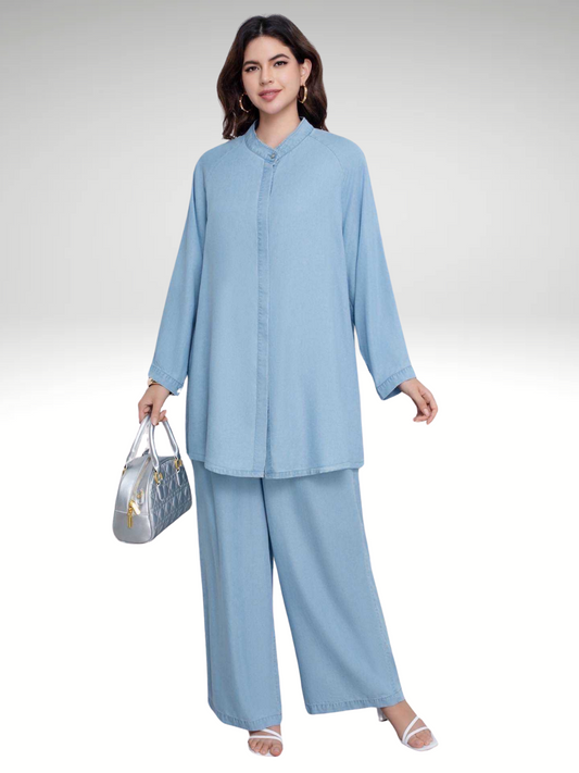 Ensemble Fluide en Jean Bleu Clair