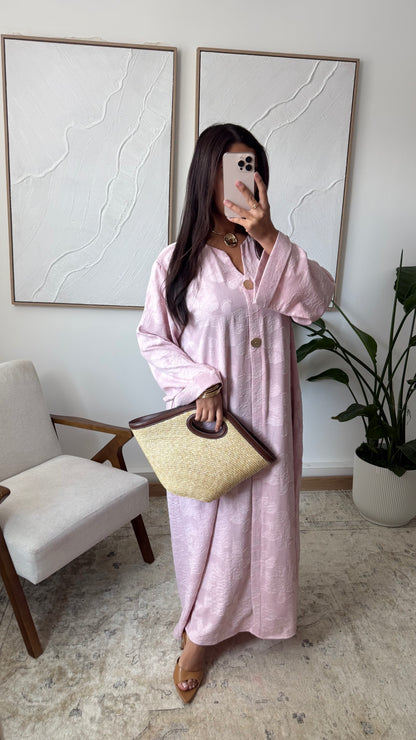 Robe longue fluide à relief floral Pink Rose