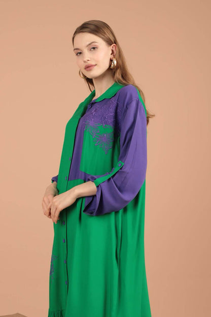 Gandora En Tissu Viscose Pour Femmes, Vert/Violet