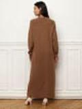 Robe pull longue et ample en maille - Camel