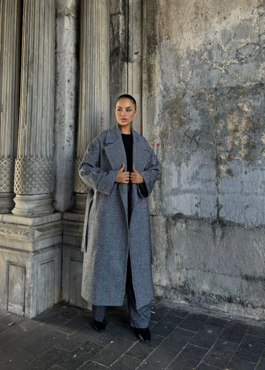 Manteau Oversize Tissé - Tendance Hiver 2025 - Modest et stylé - Gris