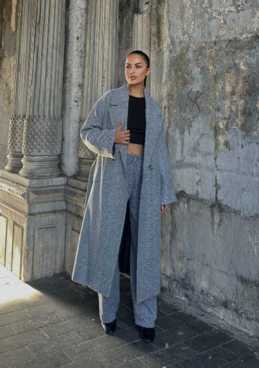 Manteau Oversize Avec Ceinture - Gris Clair - Tendance Hiver 2025