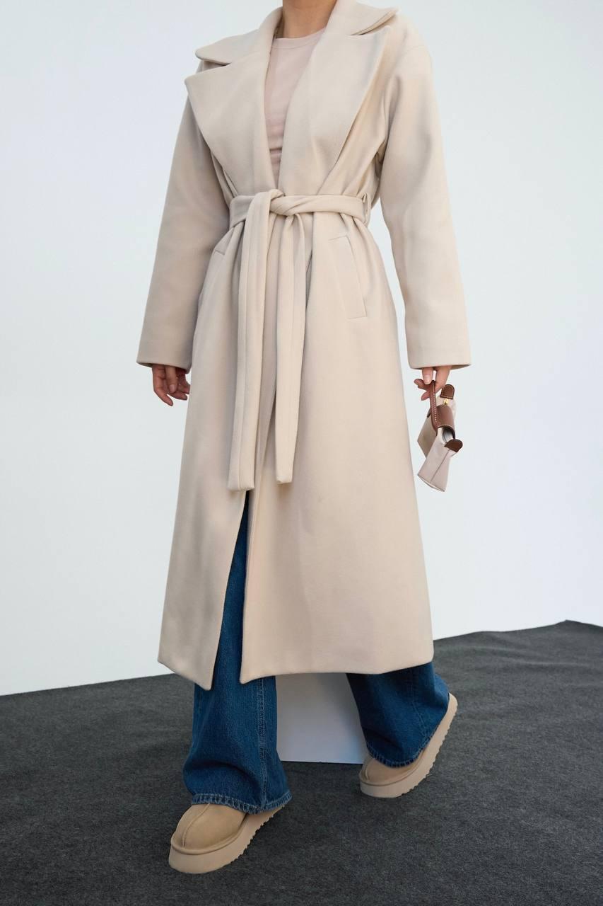 Manteau Oversize Avec Ceinture - Beige- Tendance Hiver 2025