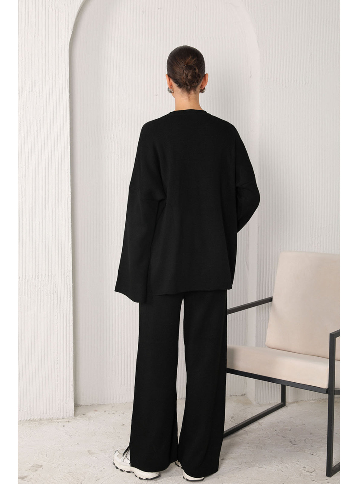 Ensemble Oversize Motif brodé en perles- Noir